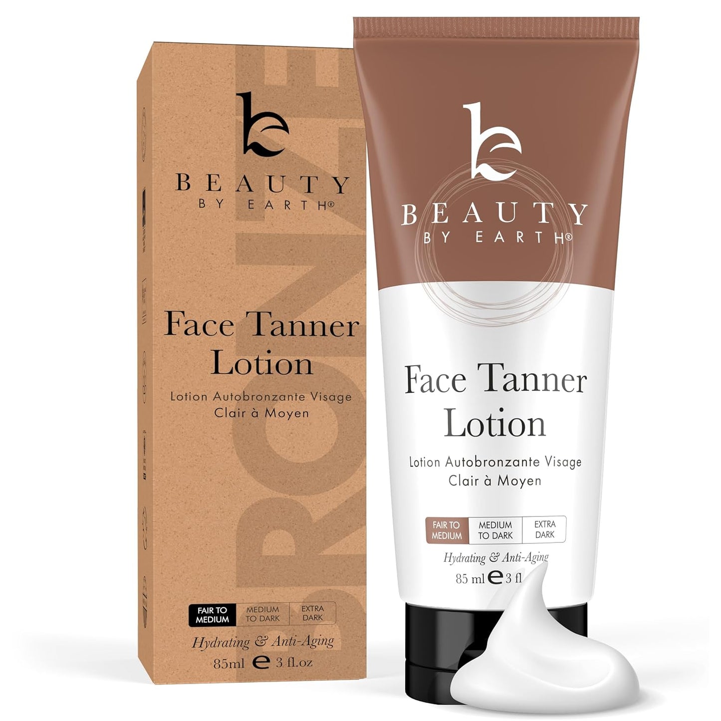 Beauty by Earth Self Tanner Face Tanning Lotion - Sunless Tanning Lotion for Face Tanner, Self Tanning Face Lotion for Fake Tan & Tanning Cream Face Tan Lotion for Fair to Medium