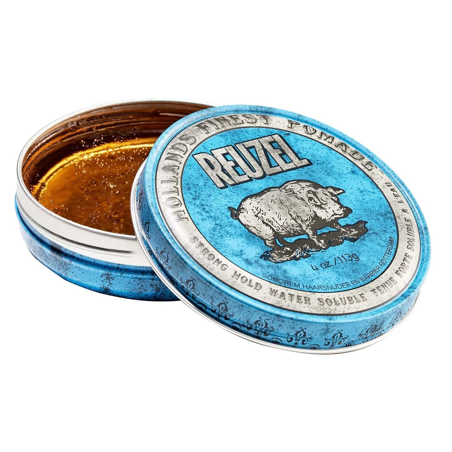 Reuzel Blue Strong Hold Water Soluble Pomade - Men's Concentrated Wax Formula With Natural And Organic Hold - Defining Product That's Extra Easy To Apply And Remove - Original Fragrance