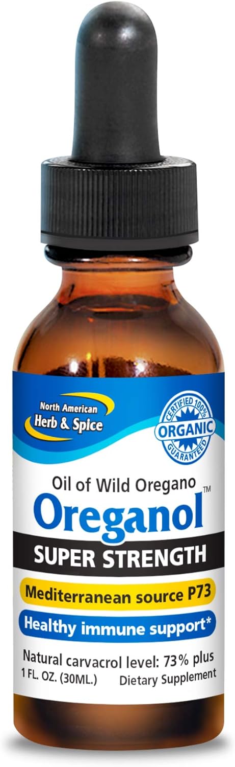 NORTH AMERICAN HERB & SPICE Super Strength Oreganol P73-1 fl. oz. - Immune Support - Wild Mediterranean Oregano Oil - Non-GMO, Certified Organic - 432 Total Servings
