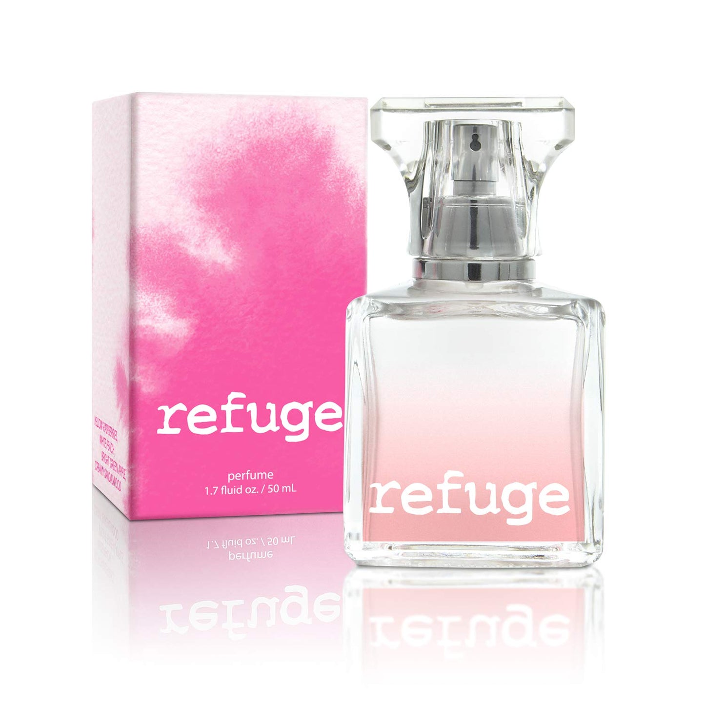 CHARLOTTE RUSSE Refuge Perfume Spray - Fresh Fruity Floral Fragrance for Daytime Wear, Evening Wear and Special Occasions - Raspberry, Peach, Apple, Sandalwood - 1.7 oz / 50 ml