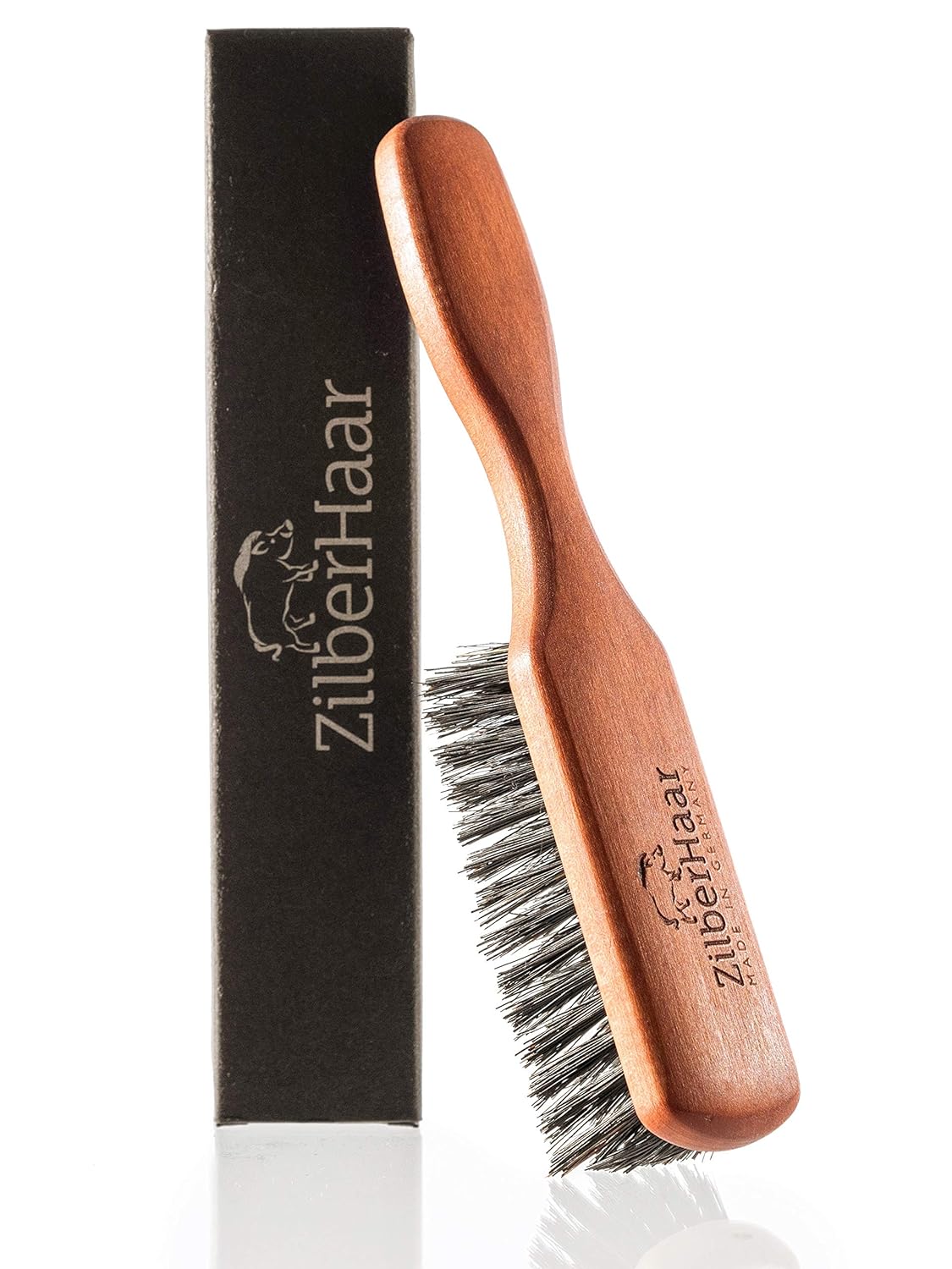 ZilberHaar Regular Beard Brush - Soft Boar Bristles - Beard grooming brush for men - Straightens and Promotes beard growth - Works with Beard Oils and Balms - Essential for beard care kits