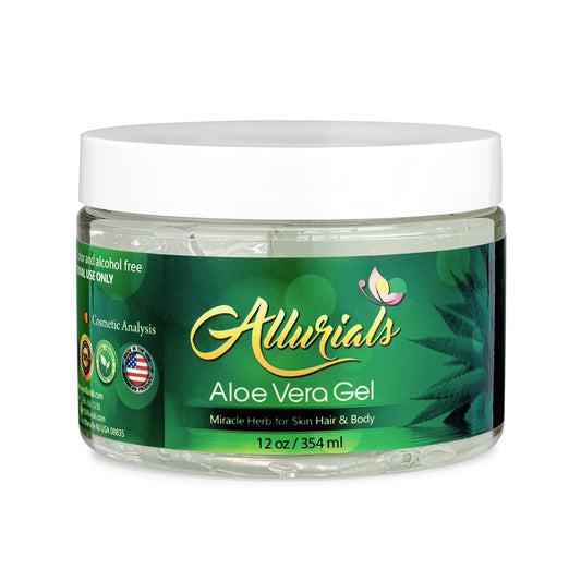 Allurials 100% Pure & Organic Aloe Vera Gel, Clinically tested & Dermatologist approved, Hydrates & Heals Dry & Damaged Skin & Hair- 12 Oz