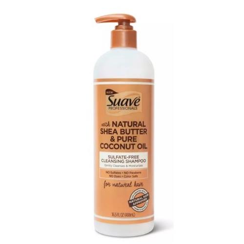 Suave Professionals for Natural Hair Cleansing Sulfate Free Shampoo for Curly to Coily Hair Shea Butter and Coconut Oil - 16.5 fl oz