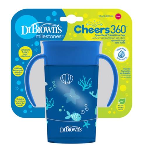Dr Brown's Jungle Fun Cheers 360 Spoutless Transition Sippy Cup, 10 oz, 9m+