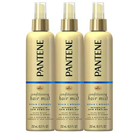 Pantene Conditioning Mist Detangler, Nutrient Boost, Pro-V Repair And Protect For Damaged Hair, 8.5 Fl Oz (Pack Of 3)