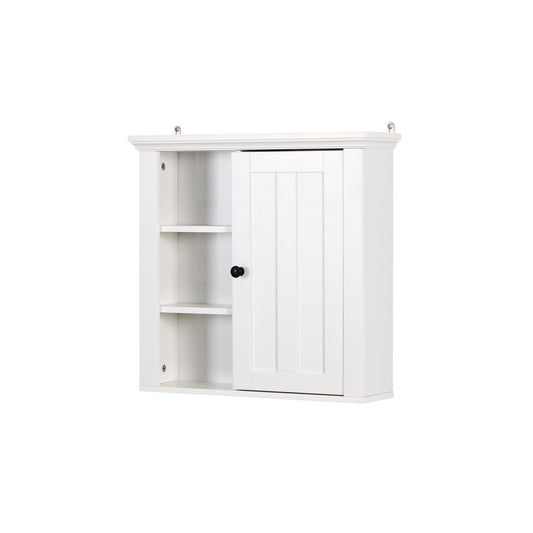 White Bathroom Wooden Wall Cabinet with Door 20.86x5.71x20 inch